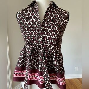 Kate Spade NWT Floral Tile Peplum Top in Rambling Rose size extra small